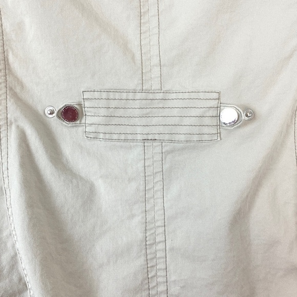 Spring Jacket Womens XL 3/4 Tabbed Sleeves Snap Front Pockets Cotton & Colors - Picture 7 of 13